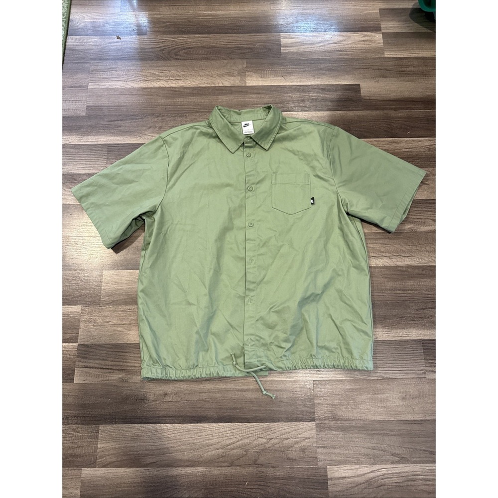 Nike rn 56323 ca 05553 Green Button Up Short Sleeve Shirt Men's Sz Large